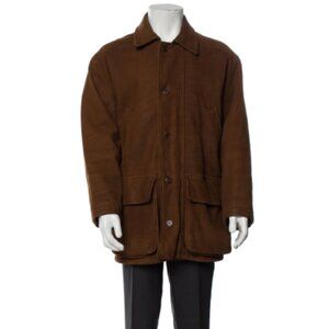 Burberry London House Check Pattern Leather Parka, Small